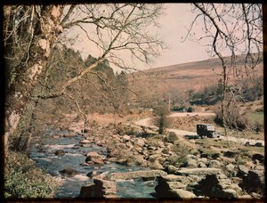 Clapper Bridge, Dartmeet, Widecombe in the Moor, Teignbridge, Devon, Storbritannien av Eric Maybank