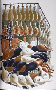 Utsikt inuti en slaktare. av Eric Ravilious