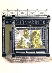 The Marine Suppliers, tryckt av Curwen Press, från High Street, av J.M. Richards, utgiven av Country Life, 1938 (24 st) av Eric Ravilious