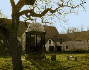 Innergården till Les Granges, Port Royal Des Champs, Frankrike (foto)
