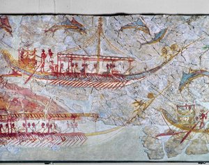 Fartyg omringade av delfiner av Erich Lessing