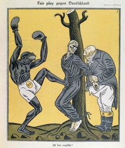 "Fair Play kontra Tyskland (mot Tyskland)", omslag till Simplicissimus av Erich Schilling