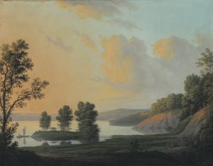 Utsikt över Queenguard Manor över sjön Fure, Nordsjälland.