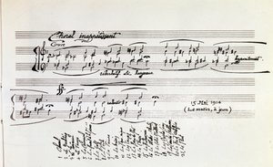 Detalj av musikaliska partitur av Sport och underhållning av Erik Satie