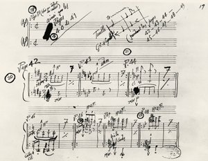 Handskrivet manuskript av Parade, av Eric Alfred Leslie Satie (1866-1925), Frankrike