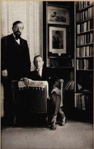 Porträtt av Igor Stravinsky och Claude Debussy vid tiden för Diaghilev-baletterna "Jeux" och "The Rite of Spring", Paris, 1912-13