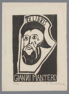Ex libris av Gianni Mantero av Erna Levy Friedländer (signed by artist)