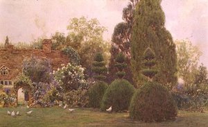 Kycklingar i en trädgård av Ernest Arthur Rowe