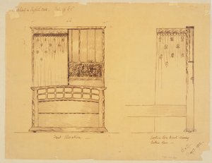Design för en sänggavel i engelsk ek, 1902 av Ernest Barnsley
