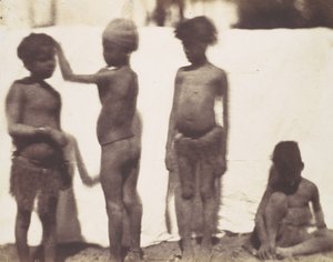 [Barn från byn Kalabshah, Nubia], 1852.