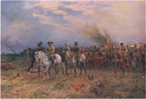Cromwell at Marston Moor, från Cassells History of the British People utgiven av Waverley Book Company Limited, ca 1940. av Ernest Crofts