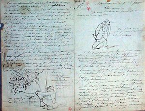 Illustrerat brev till Paul Verlaine (1844-96), 3 mars 1881 (penna och bläck på papper)