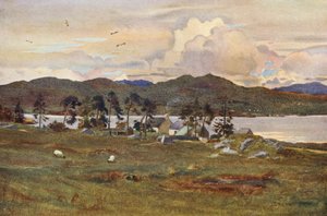 Lochinvar, med vaktmästarens hus (färglitografi)