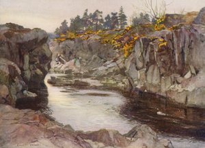 Klyftan nedanför Linn (färglitografi)