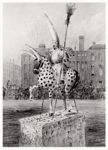 Statyn på Leicester Square, onsdag morgon den 17 oktober 1866 (penna & bläck och wc på papper) av Ernest Henry Griset