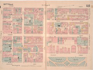Försäkringskarta över staden Philadelphia; volym 2, tallrik 15, 1887 (handfärgad gravyr)
