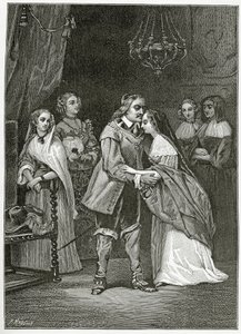 Cromwell och hans döttrar, 1800-talet (bw gravyr)