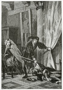 Scen från Hamlet, 1800-talet (bw gravyr)