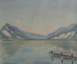 Lake Thun (olja på duk) av Ernest Hiram Brülhart