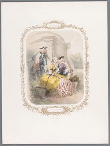 Kvinnan ger den unga mannen ett meddelande i hemlighet Elle vous répond le Jeudi (titel på objekt) Week of love (serietitel) La semaine des amours (serietitel på objekt) av Ernest Jaime
