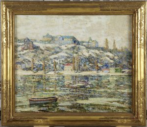 Harlem River i snö av Ernest Lawson