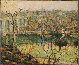 High Bridge - Tidig måne av Ernest Lawson