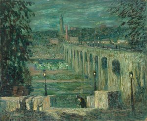 High Bridge på natten, New York City av Ernest Lawson
