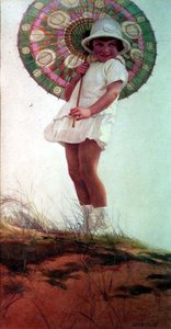 Porträtt av konstnärens dotter med ett parasoll (akvarell) av Ernest Longmate