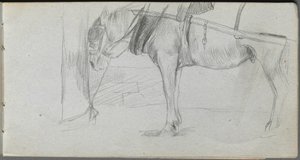 Skissbok, sidan 06: Studie av en häst. av Jean Louis Ernest Meissonier