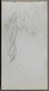 Skissbok, sidan 07: Studie av en häst. av Jean Louis Ernest Meissonier