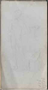 Skissbok, sidan 100: Nakenfigur, profil. av Jean Louis Ernest Meissonier