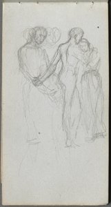 Skissbok, sidan 10: Figurer som omfamnar av Ernest Meissonier