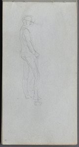 Skissbok, sidan 11: Figur i profil av Ernest Meissonier
