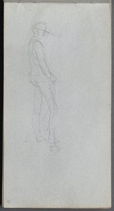 Skissbok, sidan 11: Figur i profil. av Jean Louis Ernest Meissonier