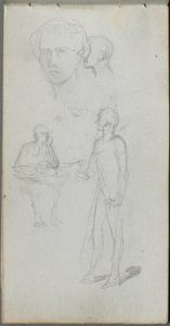 Skissbok, sidan 12: Flera figurer av Ernest Meissonier