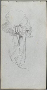 Skissbok, sidan 16: Melankolisk figur av Ernest Meissonier