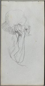 Skissbok, sid 16: Melankolisk figur . av Jean Louis Ernest Meissonier