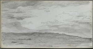 Skissbok, sidan 34: Landskapsstudie av Ernest Meissonier