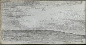 Skissbok, sid 34: Landskapsstudie. av Jean Louis Ernest Meissonier