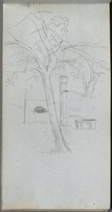 Skissbok, sid 36: Trädstudie. av Jean Louis Ernest Meissonier