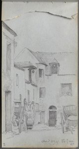 Skissbok, sidan 39: Gatuscen av Ernest Meissonier