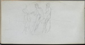 Skissbok, sid 42: Tre figurer. av Jean Louis Ernest Meissonier
