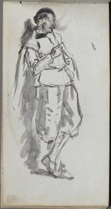 Skissbok, sid 46: Stående mansfigur
