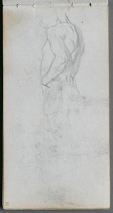 Skissbok, sid 51: Figurstudie. av Jean Louis Ernest Meissonier
