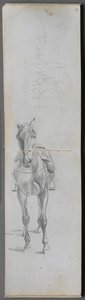 Skissbok, sid 56 & 57: Studie av en häst. av Jean Louis Ernest Meissonier