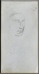 Skissbok, sidan 61: Ansikte, 34 se profil. av Jean Louis Ernest Meissonier