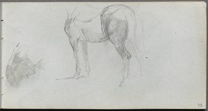 Skissbok, sid 73: Studie av en häst, profil. av Jean Louis Ernest Meissonier