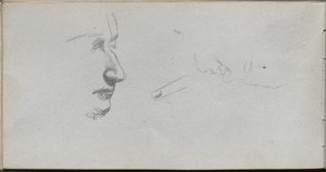 Skissbok, sid 80: Study of Faces. av Jean Louis Ernest Meissonier