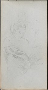 Skissbok, sidan 82: Studie av Fgures av Ernest Meissonier