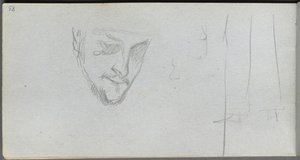 Skissbok, sidan 83: Studie av ett ansikte, ben. av Jean Louis Ernest Meissonier